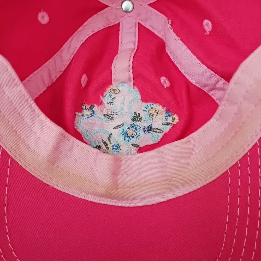 Kbethos Cap Hat Vintage Embroidered Distressed Cross Pink Women's Adjustable Y2K - Picture 8 of 8